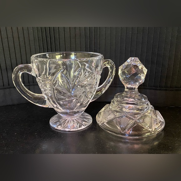 Sugar Creamer Set with Tray - Crystal Clear Industries/Poland -Hand Cut Crystal - Picture 10 of 11